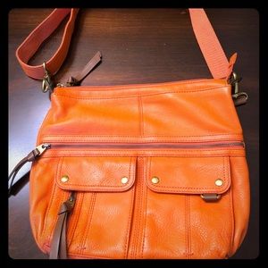 Authentic Fossil Orange crossbody handbag !